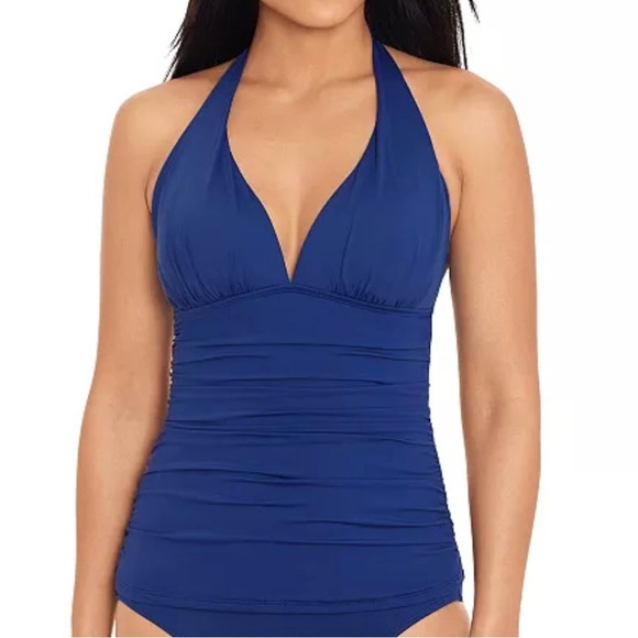 Lauren Ralph Lauren Tankini Swimsuit Halter Top Bottom Set Blue Size 10Blue New